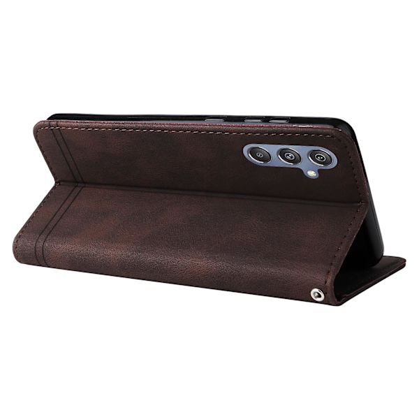För Samsung Galaxy F34 5g/m34 5g Imprinted Lines Stand Cover Anti-drop Pu Läder Phone case Brown