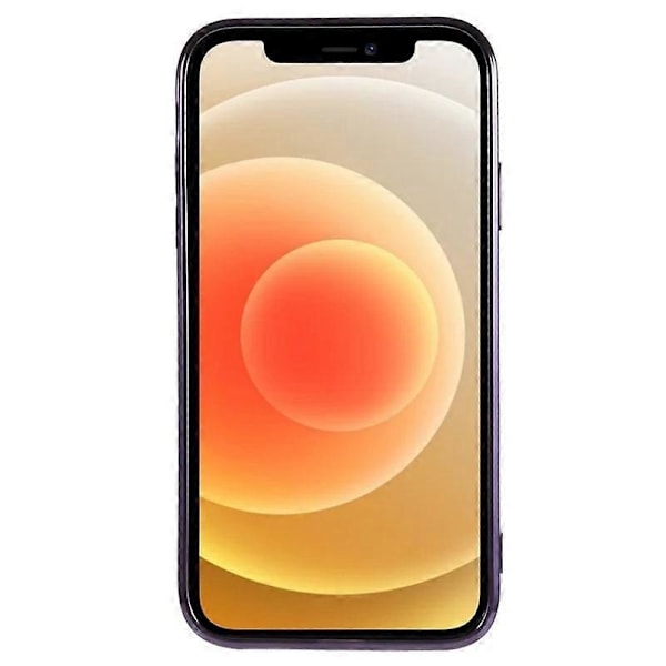 För iPhone 12 6,1 tum Magnetiskt Skal WANLONFENG Elektropläterat TPU-skydd med Linsskydd + 2 st Härdat Glas Multicolor Dark Purple