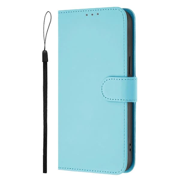 Solid farve tegnebog læder telefoncover med rem til Realme GT7 Pro Racing 5G Multicolor Sky Blue