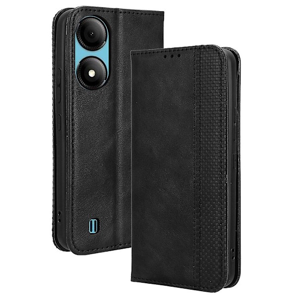 För Zte Blade A33s Case Stativ Retro Cover Black