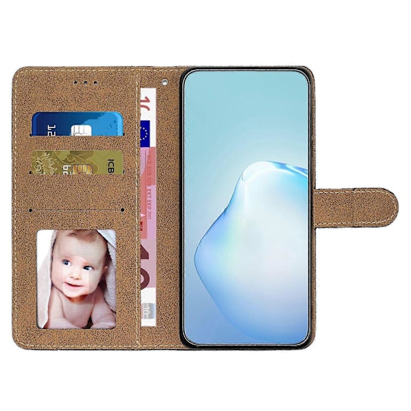 For iPhone 16e Wallet Case Line Præget Hud-Touch Læder Flip Telefon Cover Multicolor Rose Gold