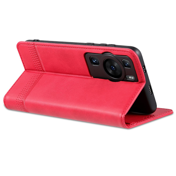 Azns för Huawei P60 / P60 Pro Pu läder phone case Plånboksställ anti-scratch smartphone cover Red