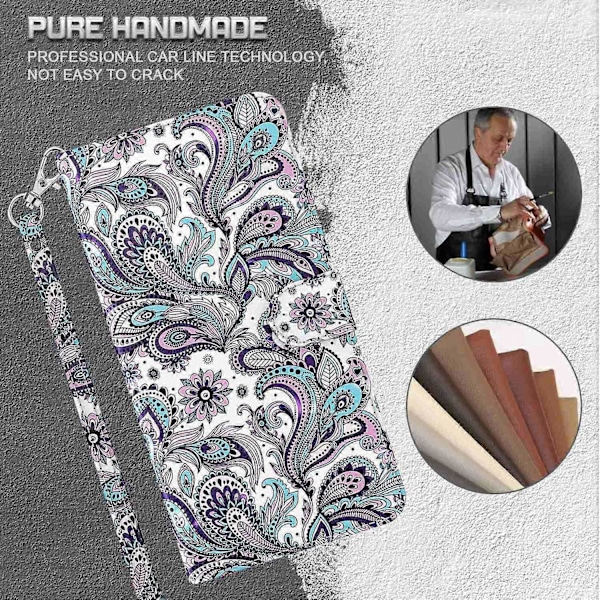 För Xiaomi Redmi Note 13 4G Mobilskal 3D Mönstertryck Läder Flipfodral med Handrem Multicolor Style D