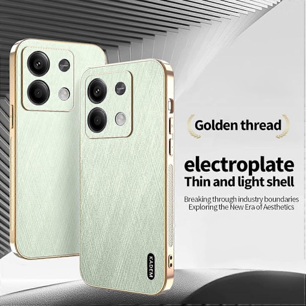 KADEM Deksel til Xiaomi Redmi Note 13 5G Elektroplettert Silke Tekstur PU+TPU Telefon Bakdeksel Multicolor Green