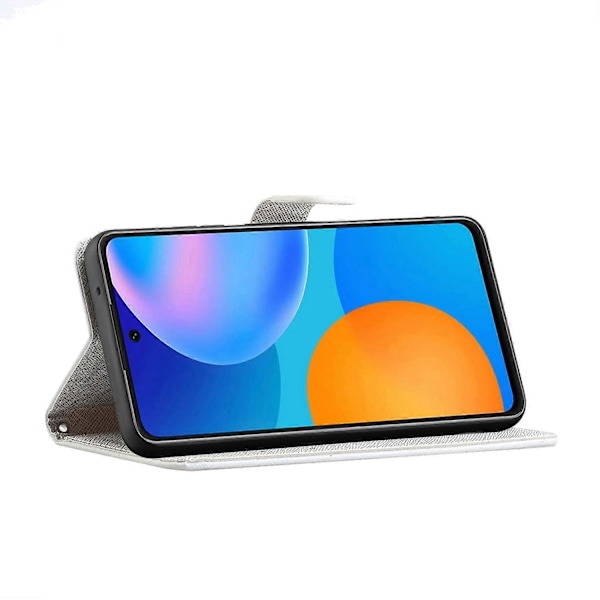 Krydset Tekstur PU Læder Etui Wallet Stand 3D Kreativt Mønster Print Flip Folio Beskyttende