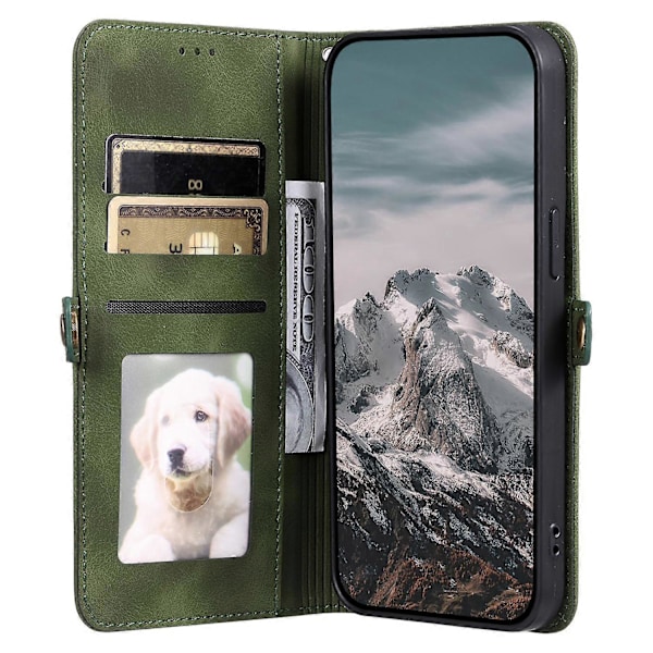 Til Motorola Moto E14 4G/G24 4G/G04 4G Etui Hudfølelse Totem Præget Tegnebog Læder Telefon Cover Multicolor Blackish Green