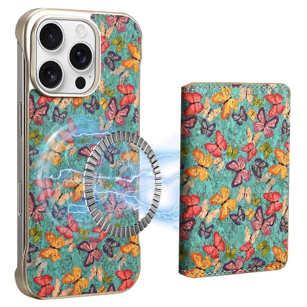 Kompatibelt med iPhone 16 Pro Mobilskal Multicolor Butterfly Blue