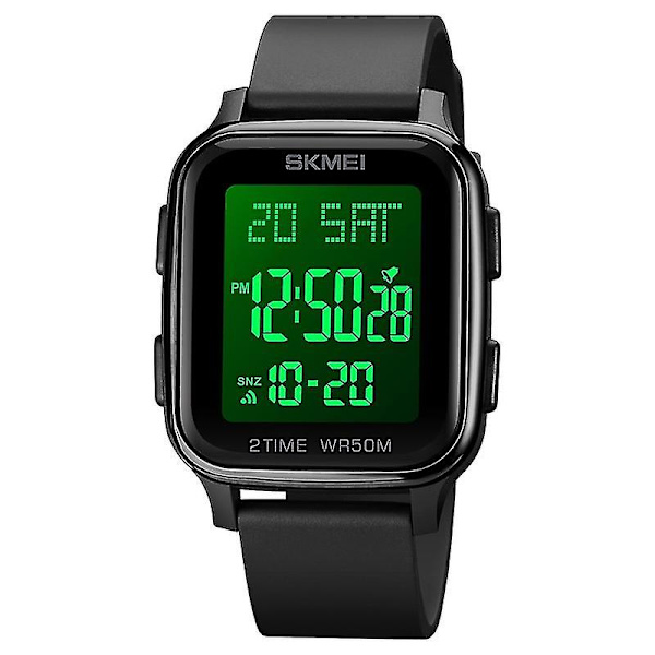 Skmei 1858 Square Digital Dual Display Watch Black