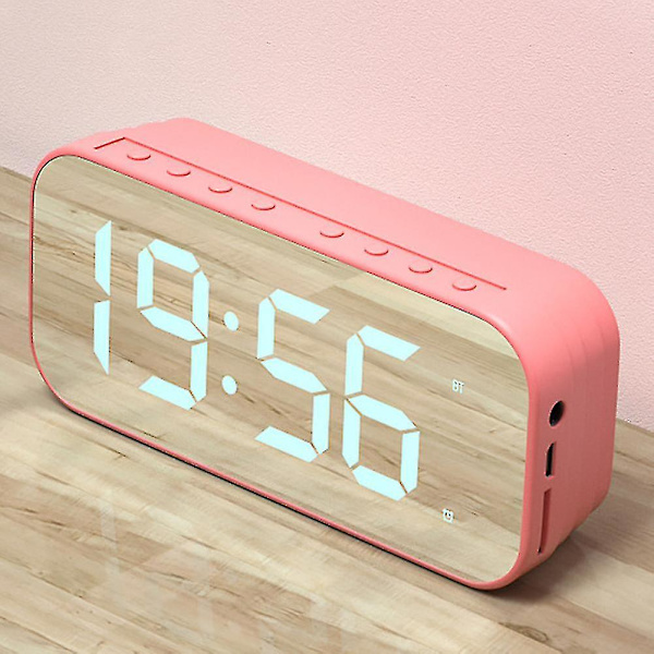 Multifunktionelt LED Digital Vækkeur, Azultooth Højttaler Pink