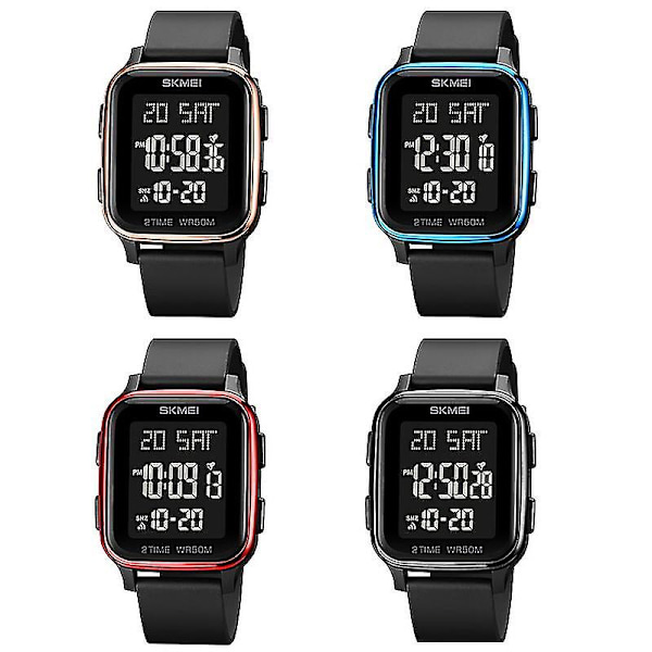 Skmei 1858 Square Digital Dual Display Watch Red