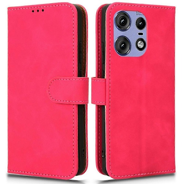 Læderetui til Motorola Edge 50 Pro 5G, hudfølelse, anti-drop, pung, flip-telefoncover Multicolor Rose