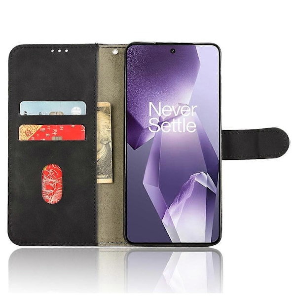 Læder Etui til OnePlus 13R 5G/Ace 5 Pro 5G Hudfølelse Anti Drop Wallet Flip Telefon Cover Multicolor Black