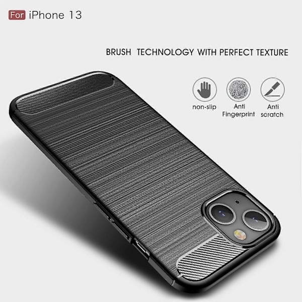 Modeborstat flexibelt mjukt TPU anti-repskyddsfodral i kolfiber för iPhone 13 6,1 tum