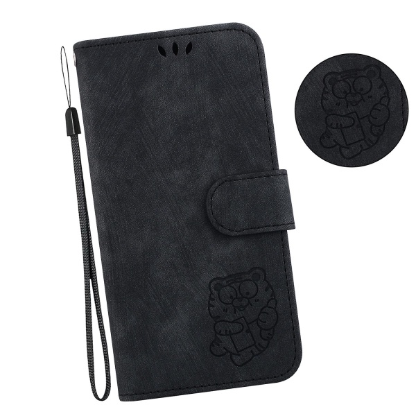 Til Xiaomi Poco X5 5g/redmi Note 12 5g (global) Wallet Telefon Cover Prægning Anti-drop Læder Cover Black