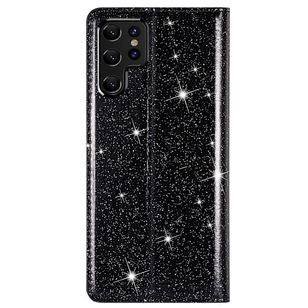 Blinkande Glitter Ställ Design Automatisk Stängning Magnet Läder Telefonfodral med Korthållare