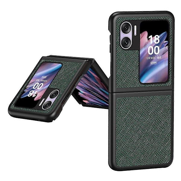 För Oppo Find N2 Flip 5G Vikbar Telefonfodral Korsstruktur Gummibelagd PU Läderbelagd PC-skal Multicolor Style A