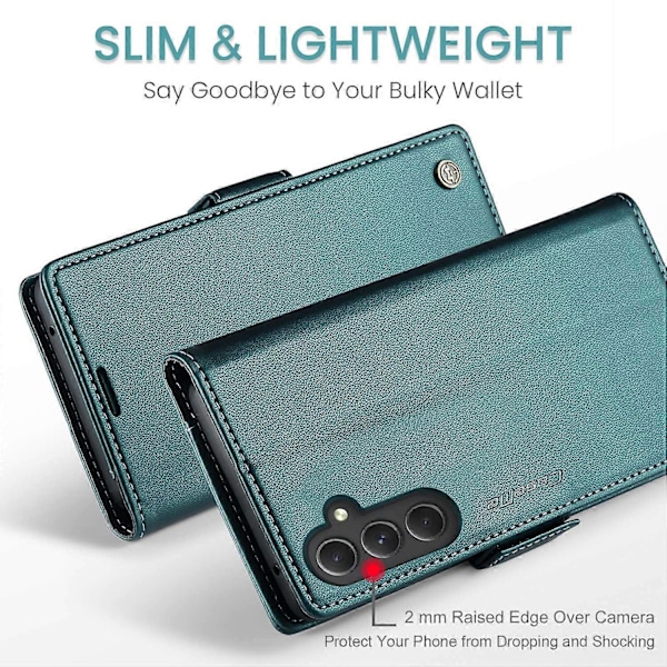 CASEME 023 -sarja Samsung Galaxy A54 5G nahkakotelo RFID-suojauksella, jalustalla ja lompakolla Multicolor Style C