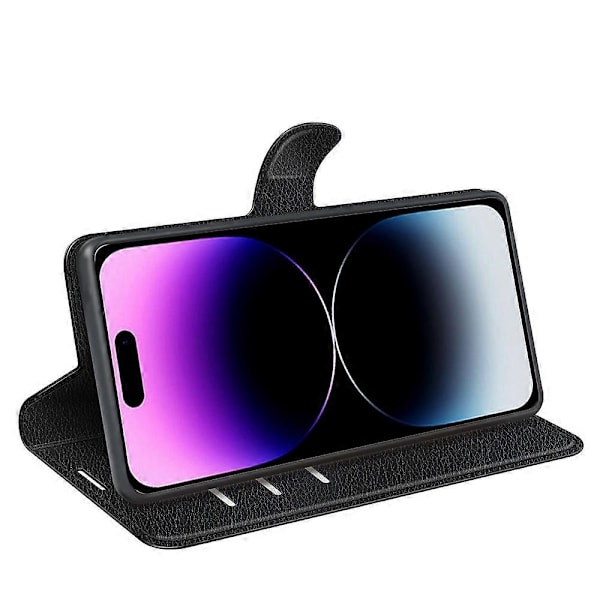 Stødsikkert tegnebog telefoncover i PU læder med stativ til iPhone 15 Pro Multicolor Style A