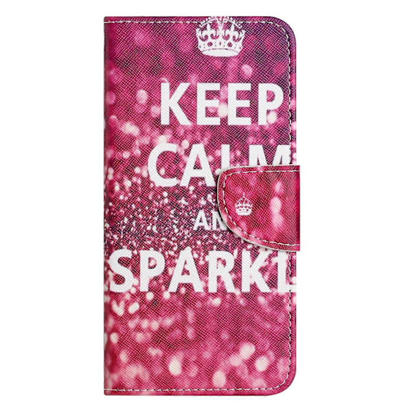 Telefoncover til Xiaomi Redmi Note 13 5G PU Læder Krydset Tekstur Wallet Cover Multicolor Keep Calm and Sparkle