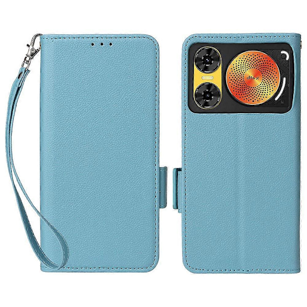 Fodral för ZTE nubia Music 2 med handledsrem, Litchi-textur PU-läder Plånboksfodral Multicolor Baby Blue