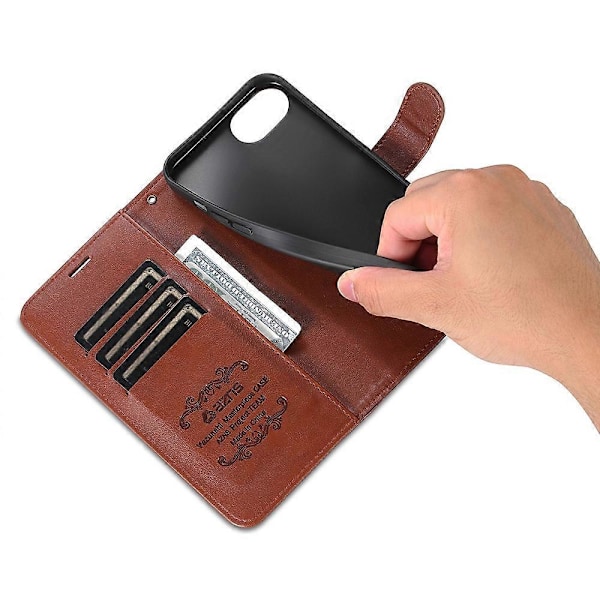 AZNS iPhone 16e Kotelo Naarmuuntumaton PU-nahkainen Jalustallinen Lompakkopuhelinkotelo Multicolor Brown