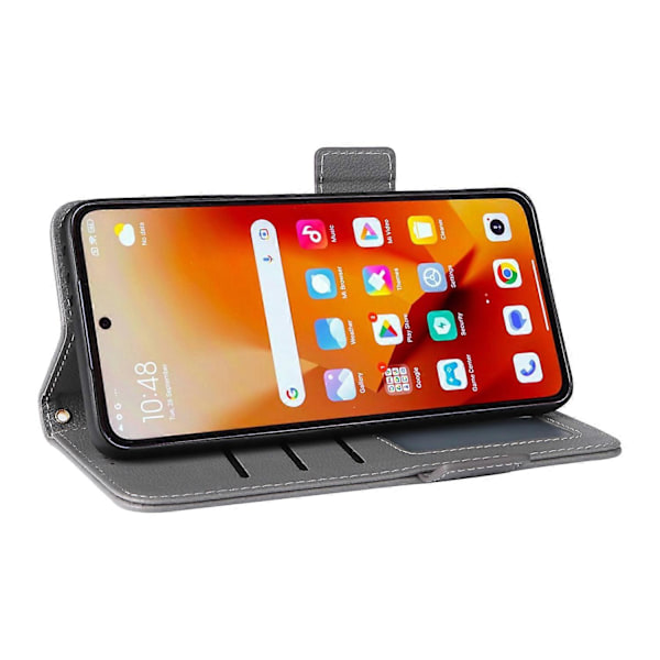 Til Xiaomi 14T Etui Litchi Tekstur PU Læder Wallet Flip Telefon Cover- Multicolor Grey