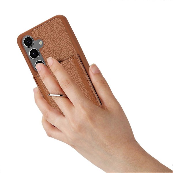 Samsung Galaxy S24+ -kotelo, korttipaikat, nahkainen takakansi ja rengastuki Multicolor Style F