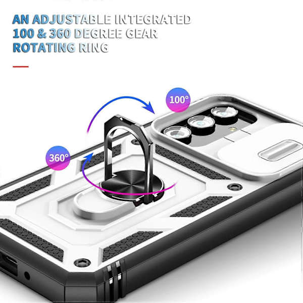 Samsung Galaxy A54 5G PC TPU -kotelo, jossa jalusta, iskunkestävä suojus korttipaikalla ja linssinsuojalla Multicolor Style A