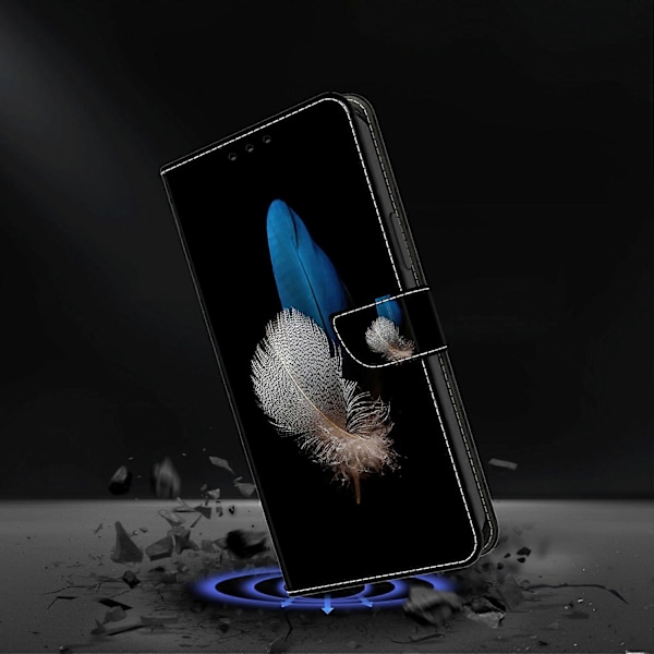 Honor Magic7 Pro 5G -kotelo, 3D-kuvioitu PU-nahkainen lompakkokotelo jalustalla Multicolor Two Feathers