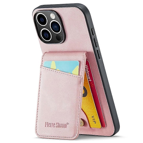 FIERRE SHANN Fodral till iPhone 16 Pro med Korthållare Ställ Läder RFID-blockerande Baksida Multicolor Style F