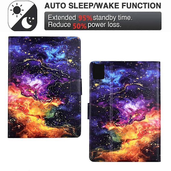 Stativfodral med mönstertryck i läder för Lenovo Tab M11/Xiaoxin Pad 11 2024 med Auto Wa Multicolor Nebula