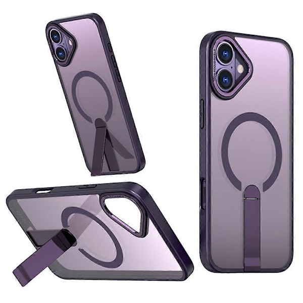 Skal för iPhone 16 Plus Kompatibelt med MagSafe Ställ TPU + Akryl Telefonskydd Multicolor Dark Purple