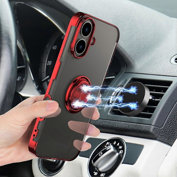 Elektroplettert TPU-telefondeksel med støtte og magnetisk bilholderfeste for iPhone 16 Plus Multicolor Style E