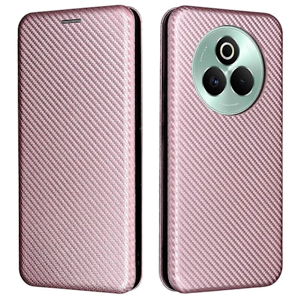 Skal för Realme P3 Pro 5G Kolfibertextur Fallsäkert PU Läder Telefonskydd Multicolor Rose Gold