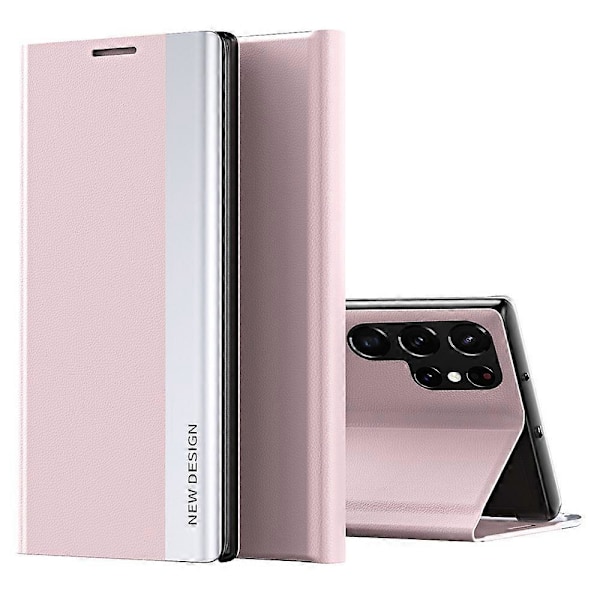 Til Samsung Galaxy S23 Ultra Elektroplettering PU Læder Telefon Stand Cover Auto Adsorption Case Multicolor Style G
