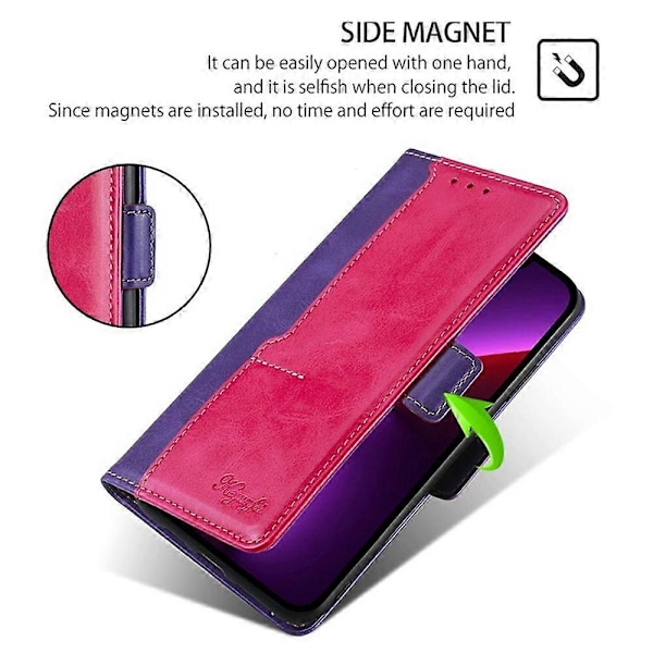 Til Oppo A5 Pro 4G/ 5G/ A5 Energy 5G Etui Kontrastfarve Tegnebog Læder Telefoncover Multicolor Rose + Purple