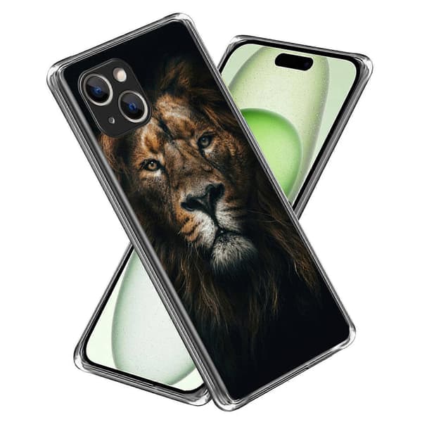 Mobilskal för iPhone 15 TPU Mönstertryck Design Skyddsskal Multicolor Lion