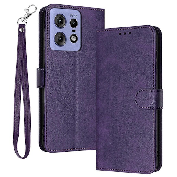 Til Motorola Edge 50 Pro 5G Etui Kalvetekstur Læder Stand Wallet Anti-fald Telefoncover Multicolor Style E