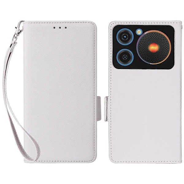 Til ZTE nubia Music Case Litchi Tekstur PU Læder Wallet Flip Telefon Cover - Grå Multicolor White
