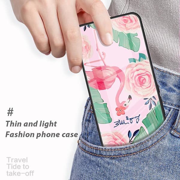 För Iphone 15 Pro Mönsterutskrift Cover anti-scratch härdat glas+pc+tpu phone case Gradient Pink Blue
