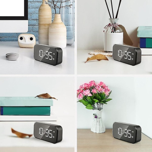 Digitalt Vækkeur Til Soveværelser, Sengelampe Med 6 Lysstyrkeniveauer, Snooze (sort udseende+
