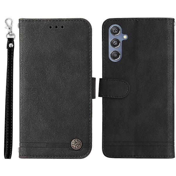 För Samsung Galaxy F34 5g/m34 5g Imprinted Lines Stand Cover Anti-drop Pu Läder Phone case Black
