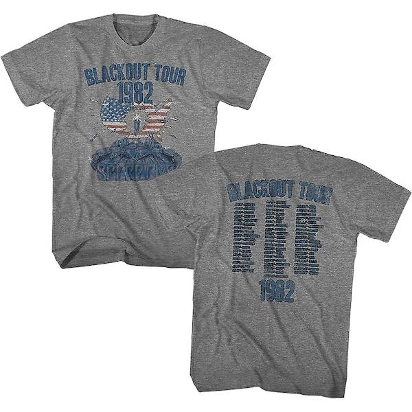 Scorpions Rock Band Blackout Tour 1982 Front & Back Print Voksen Kortærmet T-shirt Graphic Tee Gray M