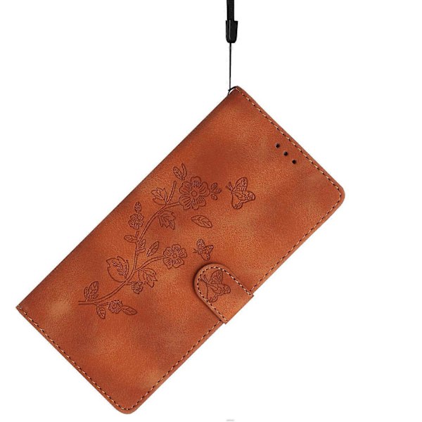 Læderetui med blomsterprægning til Xiaomi 14T Pro, telefoncover-pung med håndledsrem Multicolor Style C