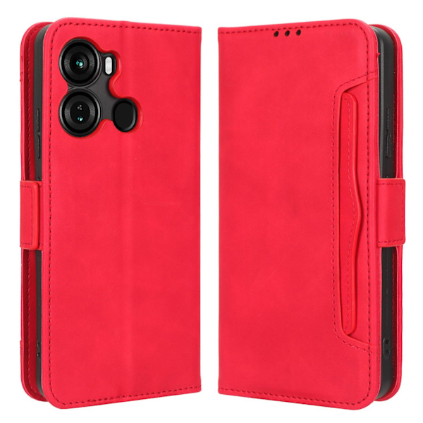 För Itel P40 phone case Flera kortplatser Läderfodral Cover Mobiltelefonskal Red