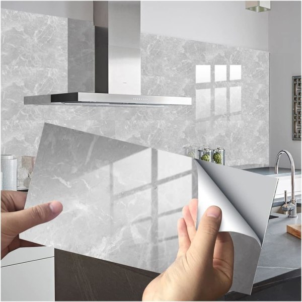 Nya 12 x 6 tums 16-pack marmor kakel klistermärken för badrum kök PVC