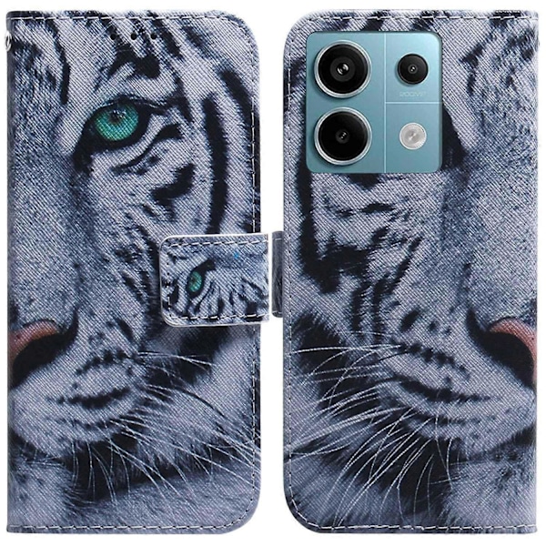 Læderetui med stativ til Xiaomi Redmi Note 13 Pro 5G/Poco X6 5G, 3D kreativt mønsterdesign Multicolor Tiger
