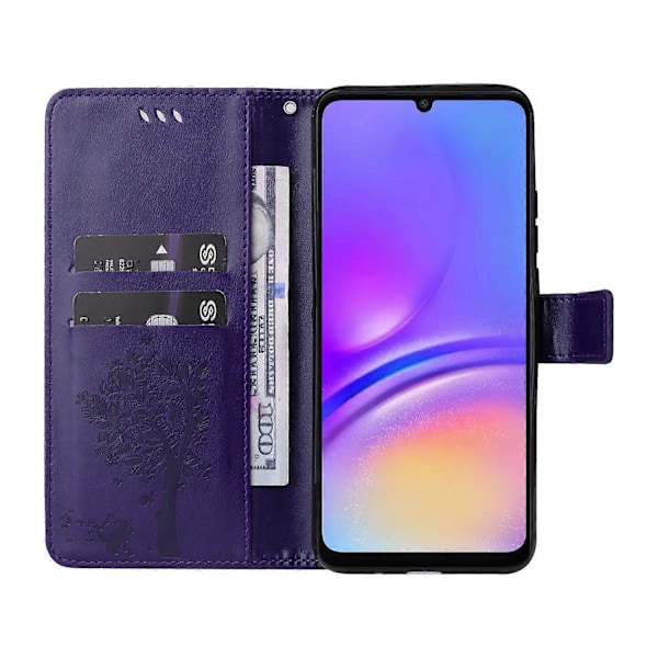 KT Imprinting Flower Series-3 Fodral för Samsung Galaxy A06 Katt Träd Mönster Flip Läder Telefonskydd Multicolor Style I