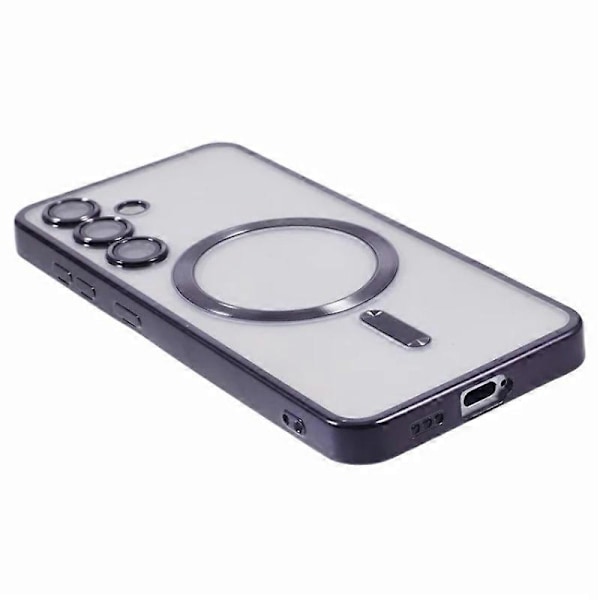 Til Samsung Galaxy S24+ Magnetisk Etui WANLONFENG Fuld Beskyttelse Elektropletteret TPU Cover med Temper Multicolor Black
