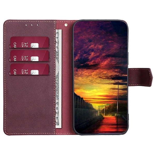 Læder telefoncover med RFID-blokerende pung til Xiaomi 15 Ultra Multicolor Wine Red